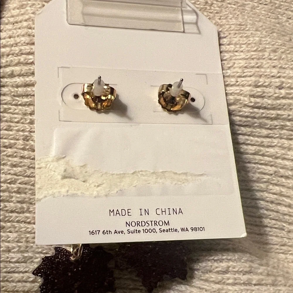 Leith Gold and Brown Leaf Earrings